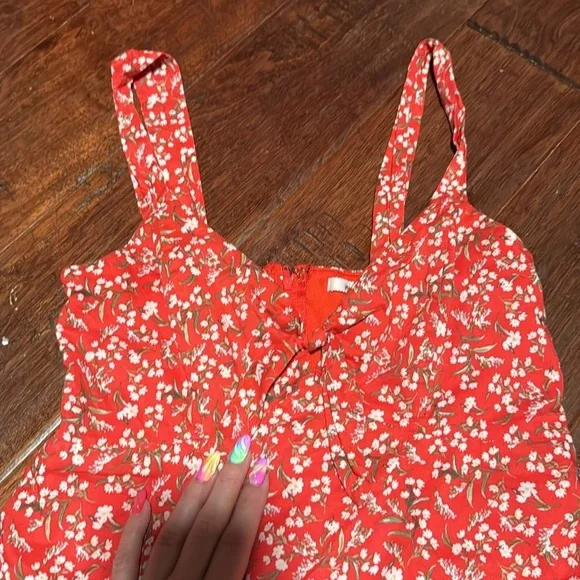 Orange Floral Dress - Picture 3 of 10